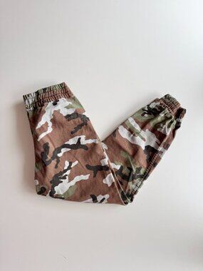 Aritzia TNA Alix Green Brown Camo Cotton Canvas Jogger Pants, Size XS